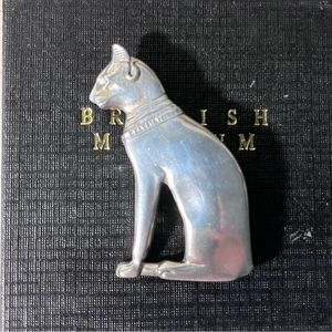 Egyptian Cat Brooch, Pewter